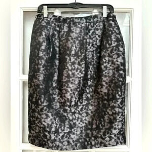 Liz Claiborne Shimmer Metallic Black Purple Leopard Print Pencil Skirt Size 6 S
